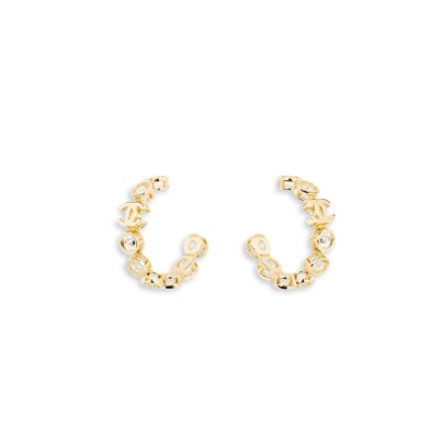 CHANEL LOGO CRYSTAL EARRINGS GOLD ABE278